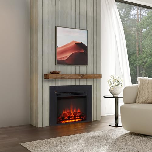 FLAMME 24 Freestanding Electric Fireplace Insert, Innsbruck, Black | Suitable for Media Wall or Mantel Surround, With 1kW-2kW Fireplace Heater, 5 Dimmable LED Flame Options, Remote Control