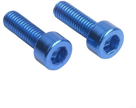 Pack of 2 Bicycle Water Bottle Cage Screws Hex Head Bolts M5x15mm, Aluminum Alloy Rust Resistant Bike Holder Fasteners (BLUE)