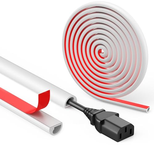 ANOMM White Cable Trunking Self Adhesive for Electric Cables, 3m | Silicone Flexible Wire Cover for Cables, Side Open, TV Cable Covers Hider For Wires, Home Office, Walls & Floors