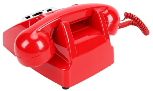 ZJchao Telefono Vintage Cordless Bluetooth, Retrò Telefono Fisso Senza Fili con Chiamata Vocale e Ricarica Tipo C, Batteria da 1200mAh per Arredamento Casa (rosso)