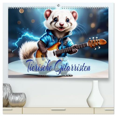 Tierische Gitarristen (hochwertiger Premium Wandkalender 2026 DIN A2 quer), Kunstdruck in Hochglanz: Ein Jahr Tiere mit Gitarrenriffs und Akkorden, mit KI erstellt. (CALVENDO Tiere)