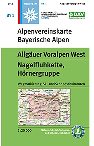 Allgäuer Voralpen West, Nagelfluhkette, Hörnergruppe: Wegmarkierung, Ski- und Schneeschuhrouten (Alpenvereinskarten)