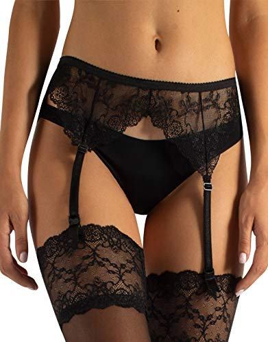 CALZITALY Reggicalze Donna, Lingerie e Intimo, Giarrettiere e reggicalze, Nero Bianco, Naturale, Avorio, Taglie Regular e Curvy, MADE IN ITALY (Taglia Unica, Nero)