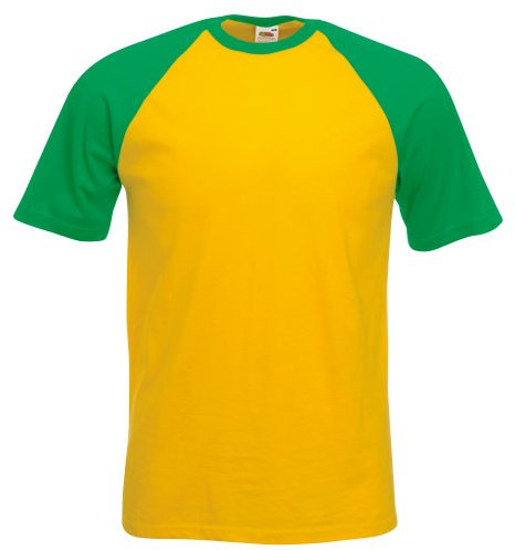 Fruit of the Loom Mens Short Sleeve Baseball T-Shirt (3XL) (White/Royal Blue)