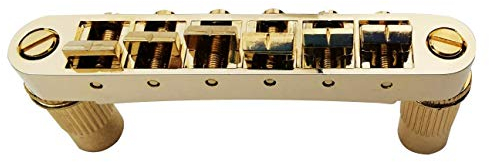 Guyker Guitar Saddle Bridge - Tune-O-Matic Bridges with Post Hole 6.3mm Replacement Compatible with Gibson Les Paul LP SG EPI 6 String Electric Guitar BM003 (Golden)