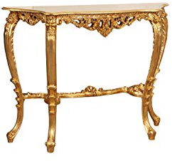 Biscottini Konsolentisch barock 115x33x87 cm Made in Italy | Konsolentisch Gold aus Holz | Sideboard Gold barock | Konsolentisch Vintage | Flurtisch