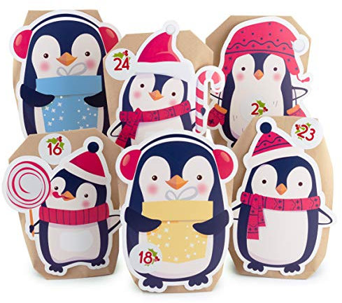 Adventskalender zum Befüllen Pinguin, 24 Stück