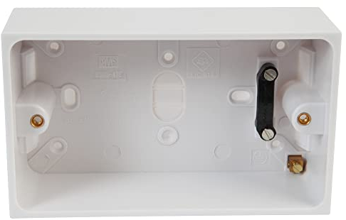 Pro Elec 19668D. Unterputzdose 2-fach weiss Aufputzdose mit Kabelschelle und Messingklemme 45mm