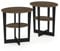 Furinno Jaya Oval Beistelltisch, Holz, Columbia Walnuss/Schwarz, 2-Pack