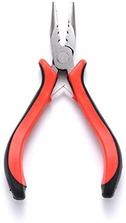 Pandahall 1Pcs Carbon Steel Crimper Pliers Crimping Tool Jewelry Wire for Crimp Beads Jewelry Making (Red)