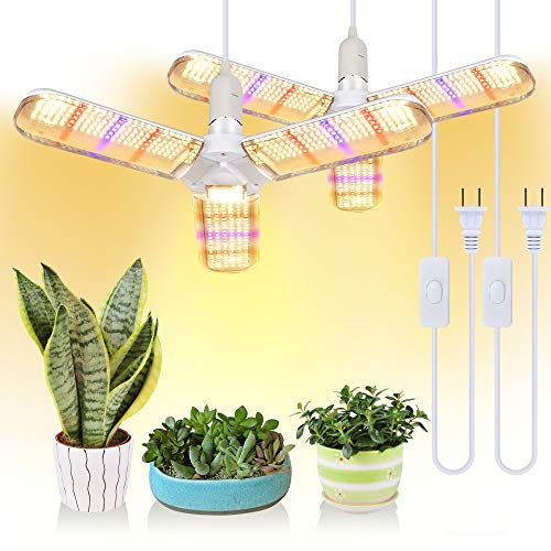 SINJIAlight [Pack of 2 Pflanzenlampe 150w Grow Light vollspektrum mit 414 LEDs faltbaren für Zimmerpflanzen, Gewächshaus und Hydroponikanbau, Growlampe mit E27 Netzkabel …
