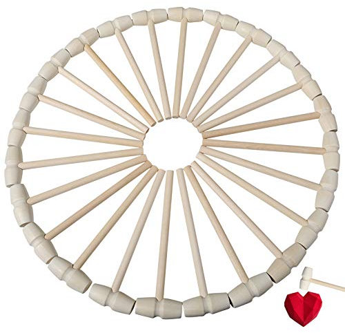 24 Pieces Mini Wooden Hammers Mallets Gavel Toy for Kids, Cute Breakable Heart Hammers for Chocolate