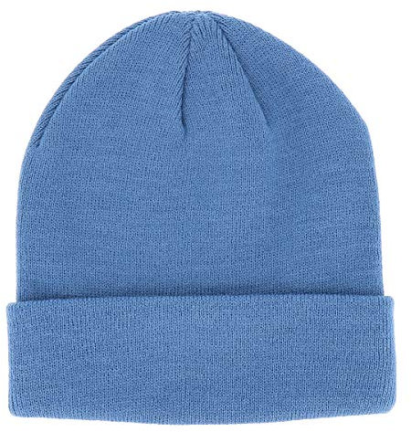 SHIPITNOW Hellblaue Herren oder Damen Wintermütze Einfarbig - Basic Strickmütze ohne Bommel - 100% Acryl Beanie- Einfaches und klassisches Mützen ohne Marke - Einheitsgröße