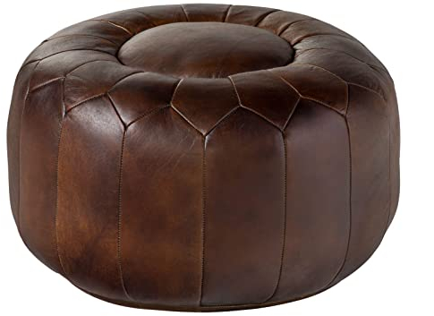 MASSIVMOEBEL24.DE | Chesterfield brauner Pouf-Hocker aus 100% Echtleder #18 | im Vintage-Stil | 60x60x38 cm | Sitzhocker Sitzkissen