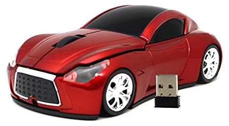 DAY DAY HAPPY Souris sans Fil Souris de Voiture Souris d'ordinateur Optique 1600dpi pour Ordinateur Portable pc (Red)