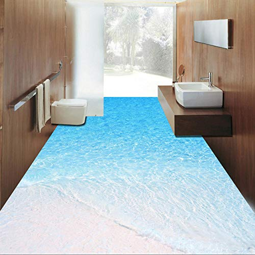 Fototapete 3D Strand Meer Welle Badezimmer Boden Malerei Aufkleber Modern Einfach PVC Wasserdicht Home Decor Boden Wandbild Wandpapier-150 * 105cm