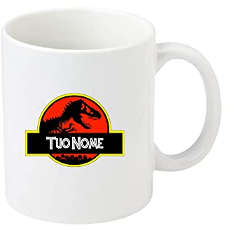 Little Flight DINOSAURI JURASSIC TAZZA IN CERAMICA PERSONALIZZATA PER MICROONDE DA 325 ML PER BEVANDE CALDE