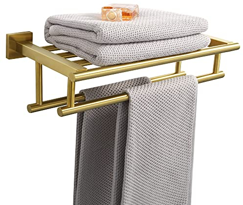 Sayayo 40CM Porta Asciugamani Bagno Doppio Porta Salviette da Parete Porta Asciugamano Oro, Acciaio Inossidabile SUS304, EGZ8040-G