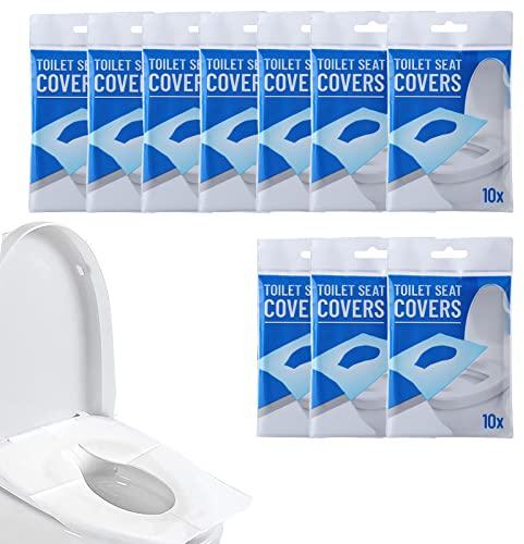 100 Stück Toilettensitzbezüge, Toilette Auflage, Toilettenauflage Papier,Verwendet für Toiletten, öffentliche Toiletten, Hotels, Reisen im Freien (Holzzellstoff)