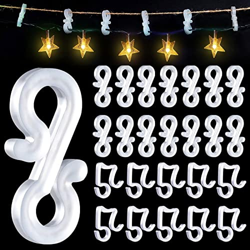 Weihnachtslicht Clips, 100 Stück Kunststoff Lichterkette Haken Weihnacht Licht Clips, Dachrinne Lichterkette, Lichterkette Halterung, S Clips, Lichterketten Haken für Weihnachten Dekoration (50S+50♬)