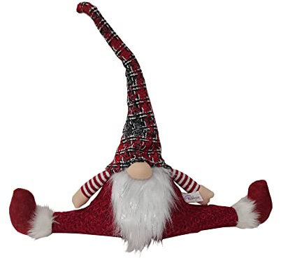 Rebecca Mobili Türstopper Weihnachtsmann, Nordischer Gnom Wärmedämmung, Polyester, Rot Weiß, Heim Schaufenster Fenster Dekoration - Maße: 52 × 52 × 15 cm (H×W×T) - Art. RE6631