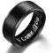 Gualiy Verlobungsring Silber, Eheringe aus Chirurgenstahl 316L mit 8MM I Love You Ring für Herren Damen Schwarz, Größe 60 (19.1)