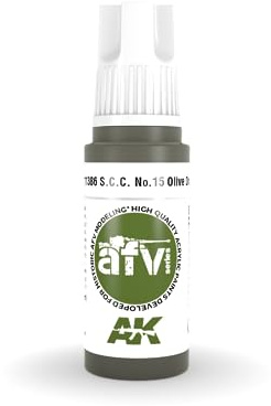 AK Acrylics 3Gen AFV AK11386 S.C.C. No.15 Olive Drab (17ml)