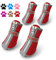 QUMY Kleine Hundestiefel Wasserabweisend Winterschneeschuhe für Welpen Hund mit reflektierenden Streifen Weiche Bequeme Anti-Rutsch-Gummisohle Rot 4 Stück/Set ..
