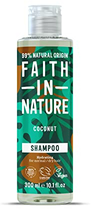 Faith In Nature 300ml Natural Coconut Shampoo, Hydrating, Vegan & Cruelty Free, No SLS or Parabens, For Normal to Dry Hair