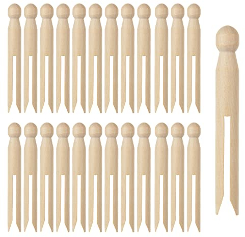 LOLYSIC Lot de 100 pinces à linge en bois de 11 cm pour corde à linge, pinces à linge vintage en bois naturel pour corde à linge, suspension de vêtements, loisirs créatifs