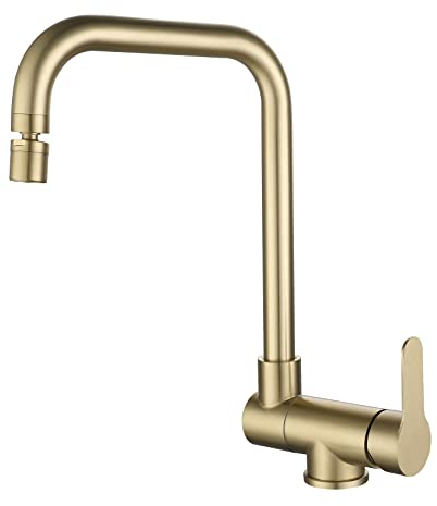 SJQKA Mitigeur Cuisine Rabattable,robinet Cuisine Rabattable D'or Brossé En Acier Inoxydable,Robinet Pliable Moderne