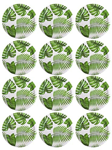 PATKAW 30Pcs Palm Leaf Plates, Leaf Plates Summer Paper Plates Tropical Plates Hawaiian Plates Tropical Paper Plates for Tropical Hawaiian Theme Summer Luau Party Supplies, 7inches