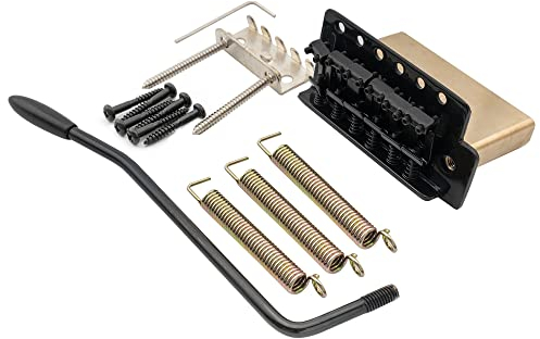Musiclily Pro 52,5mm Vintage Ponte Tremolo 6 Viti 40mm Blocco Solide in Ottone per Chitarra Elettrica tipo Squier Strat, Nero