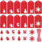 120 Stück Weihnachts Geschenkanhänger Weihnachten Etiketten aus Kraftpapier mit Seil,handgemachte DIY Christbaumschmuck Ornamente (Rot)