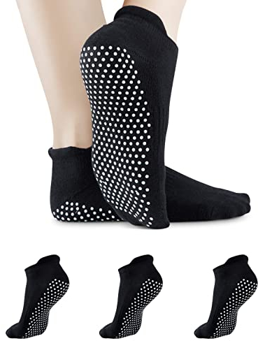 Alaplus Yoga Socken Stoppersocken Damen Herren Anti-Rutsch Haussocken Unisex Stoppersocken Baumwolle Sportsocken Pilates Socken Warme kuschelsocken rutschfest Atmungsaktive,3/6 Paar