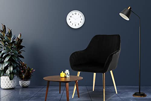 HYGRAD BUILT TO SURVIVE Velvet Dining Chairs, Dressing table chair with Backrest, for Living Room/Bedroom/Kitchen, Upholstered Velvet Seat, Golden Metal Legs (2, Black)