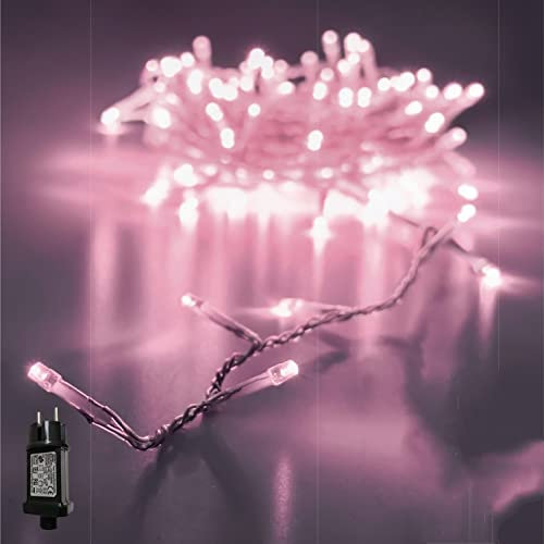 Guirnalda Luces Led de Navidad Luces de Árbol de Navidad Uso Interior/Exterior IP44 Impermeable 500 LED 25M Cable Blanco Luz Rosa [Clase de eficiencia energética A+++]
