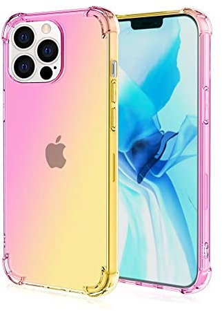 EASSGU Funda para iPhone 13 Pro MAX (6.7 Inches), Carcasa Protectora de Color Degradado Transparente, Case para Teléfono Anticaída y Antiarañazos - Oro Rosado