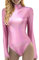 Damen Glänzende Ballettanzug Ballettbody Sport Tanz Body Gymnastikanzug Trikot Langarm Bodysuit Metallic Wetlook Einteiler Turnanzug Leotards Overall Lack Leder Oberteile Tops Kostüm (Rosa, M)