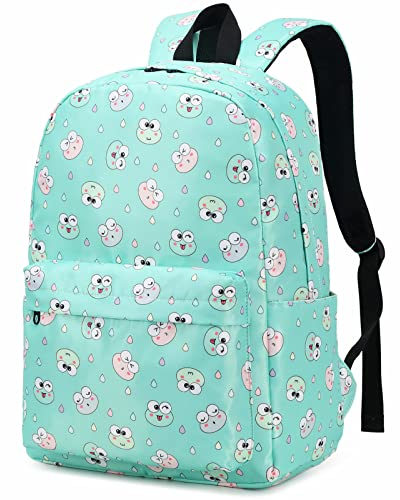 Esfoxes Mädchen-Rucksack für Grundschule, Mittelschule, Kinder, Teenager, Schultasche, Damen, College, Büchertasche, Laptop-Rucksäcke, frosch, Daypack Rucksäcke