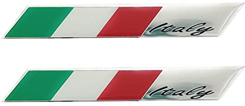 vepoty 2pcs Italien Flaggen Autoaufkleber 3D Abziehbilder Aluminium Körper Aufkleber Auto Motorraddekoraufkleber Auto Styling Accessoires