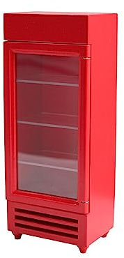 wisoolkic Puppenhaus Miniatur Kühlschrank Möbel Mädchen Kinder Spielzeug Party Ornament Gefrierschrank Supermarkt Getränkekühlschrank, Rot