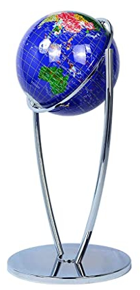 POCHY hübsch Globen Um 720° drehbarer geografischer Globus Silberner Metallspiegelständer Weltkugeln 16,5-Zoll-Lernglobus zum Aufstellen auf dem Boden praktischMode