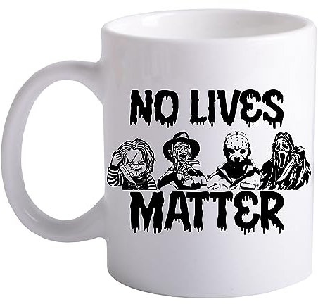 happy bargains ltd Horror Movie Friends Mug Halloween Nightmare On Elm Street Friday 13th Texas Chainsaw Massacre Childs Play Chuck 80s Movie Memorabilia Mug v17