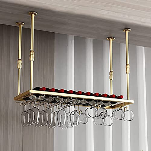 Portabottiglie, Altezza Regolabile, Portabottiglie per Vino in Ferro da Appendere a Soffitto, Calici per Calici Porta Vino, per Ristoranti/Bar (Dimensioni : 80cm)
