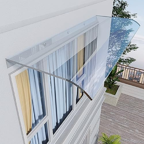 Unsichtbares Vordach für Haustür,Terrassen Fenstermarkise,Sonnenschutz Regenschutz Türüberdachung,Transparente Polycarbonat Pultvordach,für Stromzähler,Klimaanlage,Fahrrad (40x40cm/16 x16)