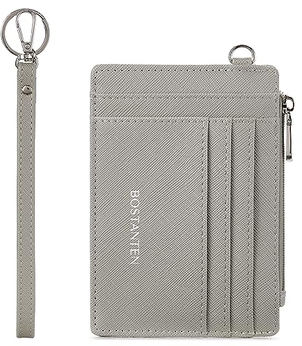 BOSTANTEN Geldbörse Damen Klein, PU Leder Kreditkartenetui RFID Schutz Geldbeutel Damen Kartenetui mit Münzfach, Mini Frauen Portemonnaie Kartenhalter Slim Wallet(Grau)