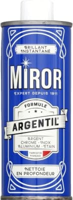 Miror Argentil - Nettoyant Inox, Argent, Chrome, Etain brillant, Nickel, Aluminium Et Acier - Nettoie & Fait Briller - Efficace Pour Argent Et Métal - Anti-oxydant - Fabriqué En France - Facon 250mL