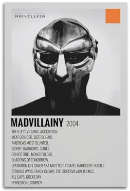 DATOZA Mf Doom Madvillainy Minimalist Poster Dekorative Malerei Leinwand Wandkunst Wohnzimmer Poster Schlafzimmer Malerei,Wandkunst Bilddruck Moderne Familienzimmer Dekor 20x30inch(50x75cm)