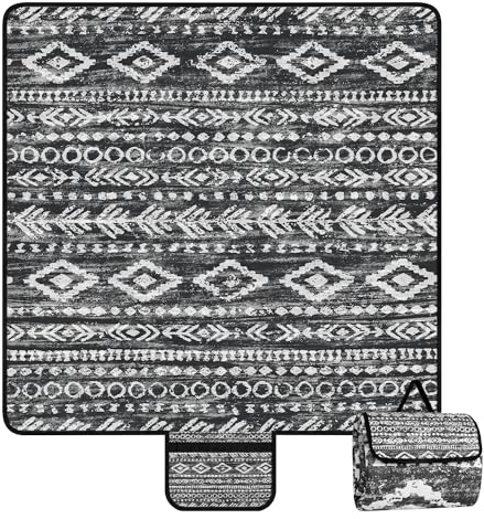 Picknickdecke Wasserdicht Sandfrei, 200x200cm Waschbar Isoliert Stranddecke für 4-6 Personeni mit Tragegriff, Leicht und Tragbar Strandmatte, Picknick Decke für Strand, Camping, Garten, Reisen, Park